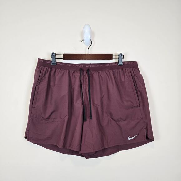 Nike Stride Mens Size XXL Dri-FIT 5" Brief Lined 1 Running Shorts Burgundy Crush - Picture 1 of 4